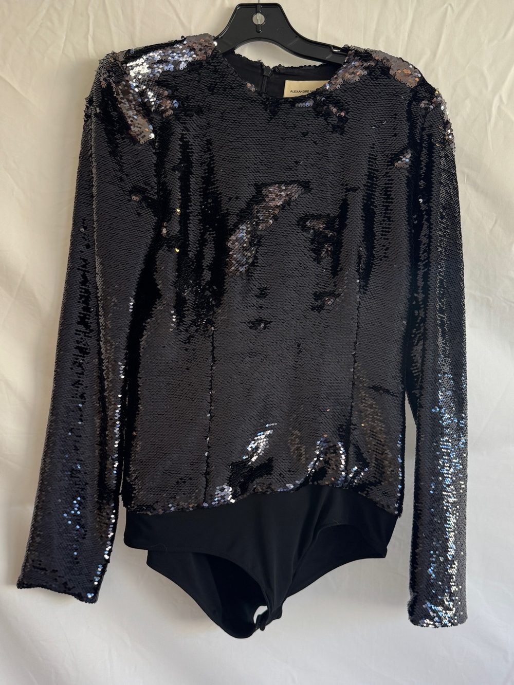Alexandre Vauthier Sequin Long-Sleeve Bodysuit - Black